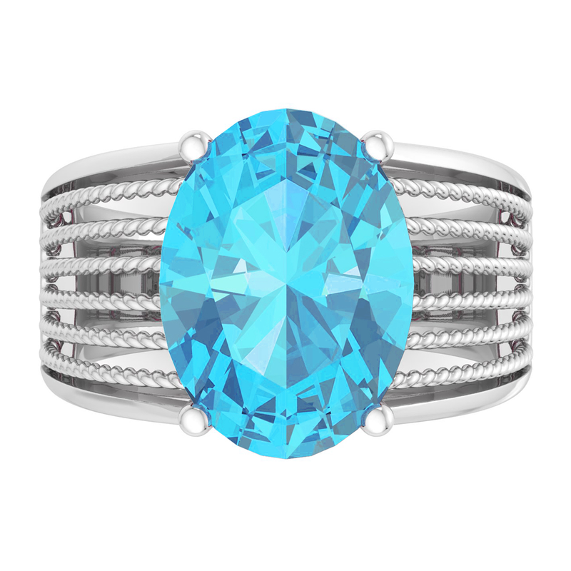 Martha Stewart 6 3/4ctw. Oval Blue Topaz & Lab Grown Diamond Hidden Halo Ring In Sterling Silver image number null